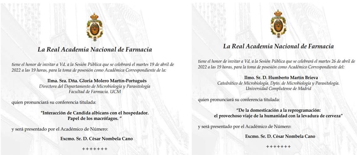 Nuestros profesores Dña. Gloria Molero y D. Humberto Martín próximos académicos correspondientes de la Real Academia Nacional de Farmacia - 1